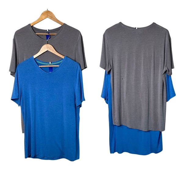 2 (TWO) KIT AND ACE Men’s Short Sleeve V-Neck Ultra Soft Tees 1 Blue, 1 Gray M - Picture 3 of 9